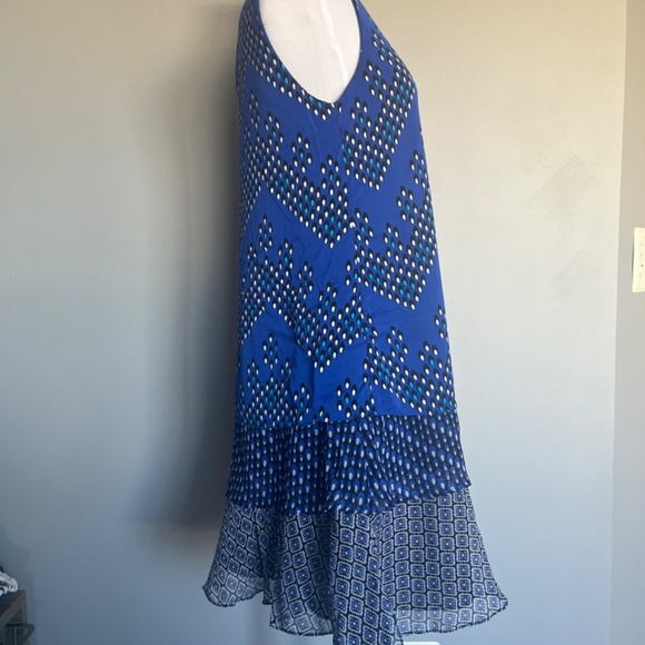 Diane Von Furstenberg Liza Geometric Cocktail Dress Layered Silk Crepe Ruffle - Picture 10 of 15